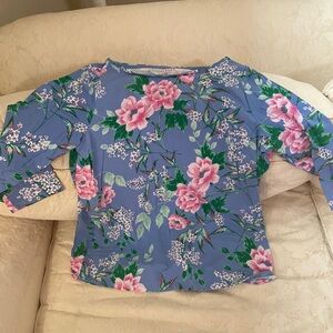 Talbots Floral Long Sleeve Top - Blue and Pink